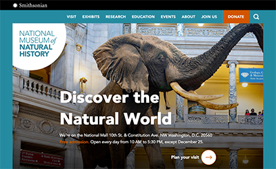 Home page of the NMNH website